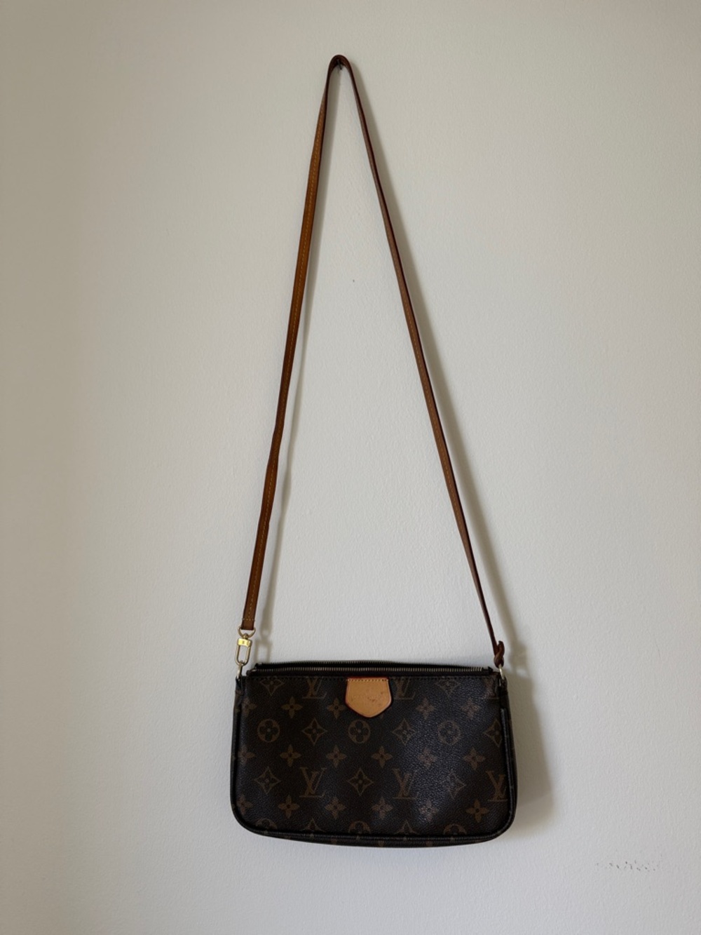 Louis Vuitton Monogram Canvas Crossbody with Tan Strap